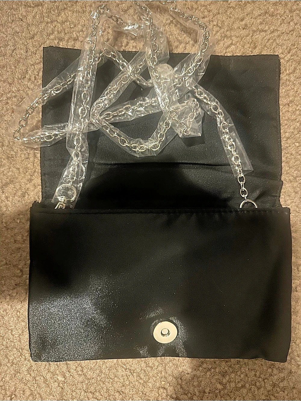 Rhinestone Chain Clutch in Black & Silver